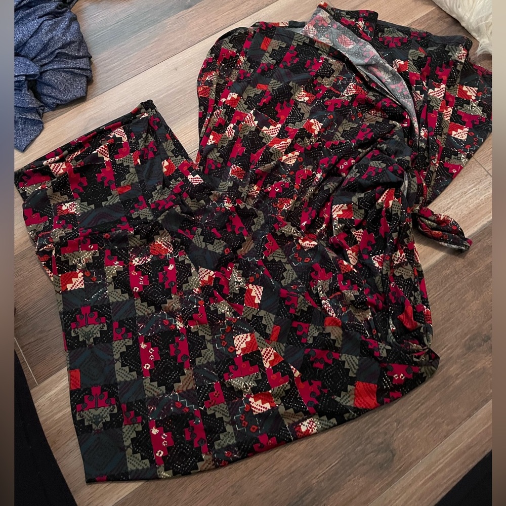 Red and black Lularoe skirt
